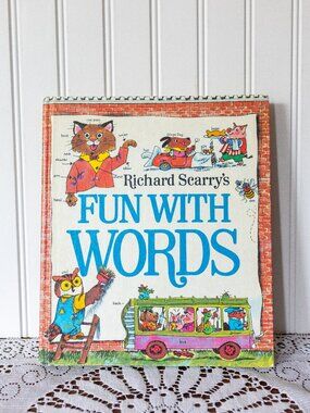 Vintage Richard Scarry Fun With Words 1971 Golden Press Hardcover Book